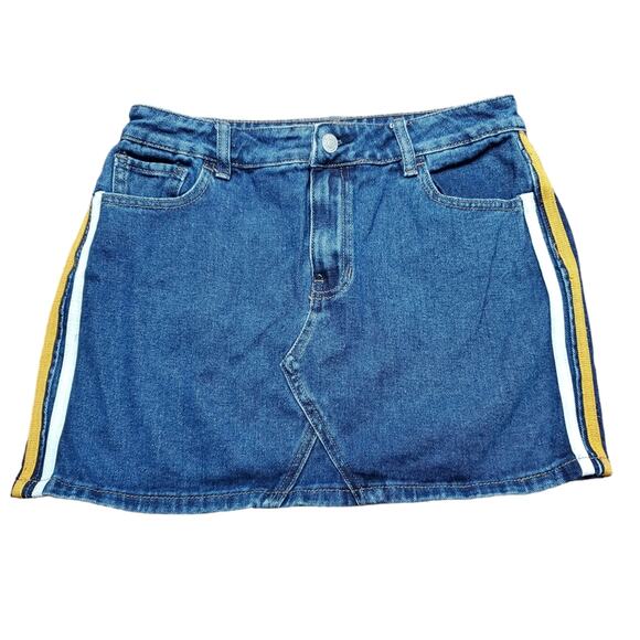 Pacsun Denim Micro Mini Skirt Side Stripe Varsity 100% Cotton Women's Size 28 - Picture 11 of 13